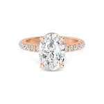 18K Solid Gold 3.04 Ct Oval Cut Lab Grown Diamond Hidden Halo Engagement Ring - Side View