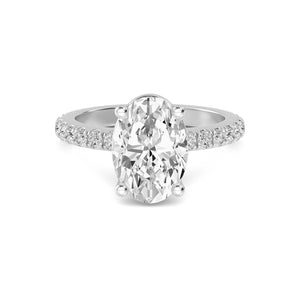 18K Solid Gold 3.04 Ct Oval Cut Natural Diamond Hidden Halo Engagement Ring