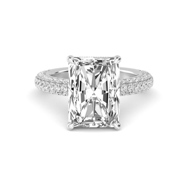 18K Solid Gold 5.71 Ct Radiant Cut Hidden Halo Natural Diamond Engagement Ring