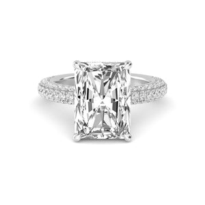 18K Solid Gold 5.71 Ct Radiant Cut Hidden Halo Natural Diamond Engagement Ring