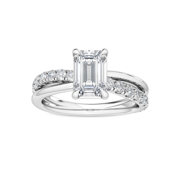 18K Solid Gold 2.13Ct Emerald Cut Natural Diamond Engagement Ring