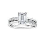 14K 2ct Natural Diamond Emerald Cut Solitaire Engagement Ring