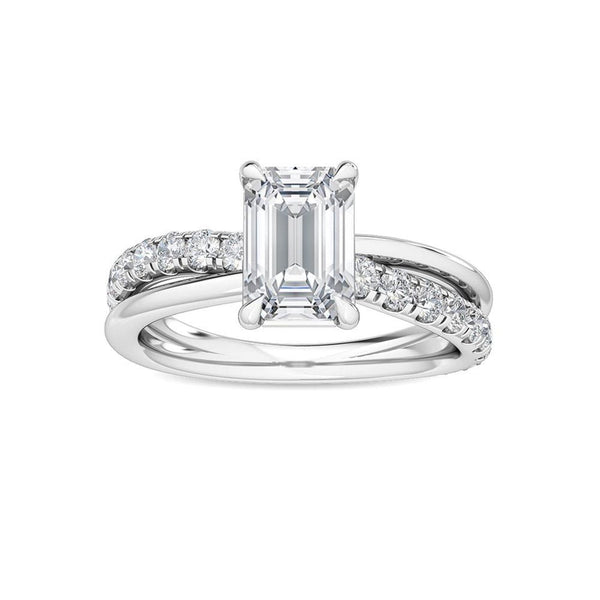 14K 2ct Natural Diamond Emerald Cut Solitaire Engagement Ring