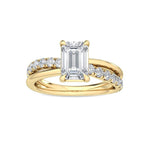 14K 2ct Natural Diamond Emerald Cut Solitaire Engagement Ring
