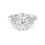 2.72 Ct Oval Cut Natural Diamond Three Stone Engagement Ring in 18K Solid Gold