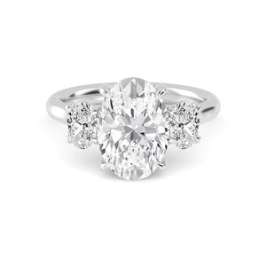 14K 2.5ct Natural Diamond Oval Cut Three Stone Engagement Ring