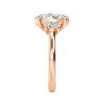 2.72 Ct Oval Cut Natural Diamond Three Stone Engagement Ring in 18K Solid Gold - Side View