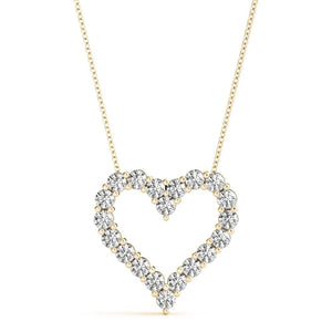 18K Solid Gold 0.60 CT Natural Diamond Heart Pendant Necklace
