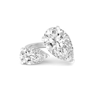 14K 4ct Lab Grown Diamond Pear Cut Toi et Moi Engagement Ring