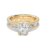 18K Solid Gold 2.14 Ct Oval Split Shank Natural Diamond Engagement Ring - Alternate Angle