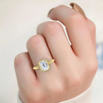 14K 1.5ct Lab Grown Diamond Emerald Cut Bezel Engagement Ring