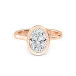 18K Solid Gold 2.13 Ct Bezel Set Oval Lab Grown Diamond Engagement Ring - Side View