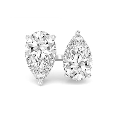 18K Solid Gold 10.43 Ct Double Pear Natural Diamond Toi et Moi Engagement Ring