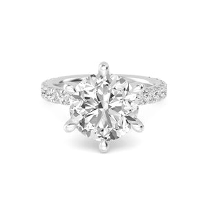 18K Solid Gold 3.01 CT Round Cut Natural Diamond Engagement Ring