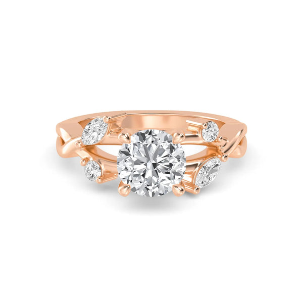 18K Solid Gold 1.19 Ct Round Cut Lab Grown Diamond Engagement Ring - Side View | Riyanika Jewels