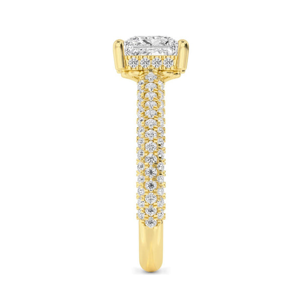 18K Solid Gold 2.06 CT Princess Cut Lab Grown Diamond Engagement Ring - Side View | Riyanika Jewels