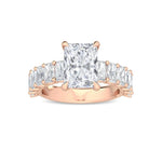 18K Solid Gold 3.58ct Radiant Cut Natural Diamond Engagement Ring - Side View | Riyanika Jewels