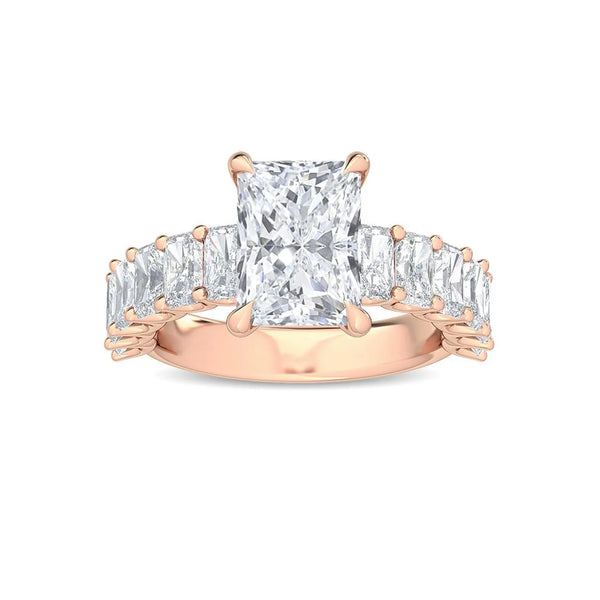 18K Solid Gold 3.58ct Radiant Cut Natural Diamond Engagement Ring - Side View | Riyanika Jewels