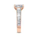 18K Solid Gold 3.00Ct Emerald Cut Lab Grown Diamond Engagement Ring - Side View | Riyanika Jewels