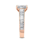 14K 3ct Lab Grown Diamond Emerald Cut Side Stone Engagement Ring