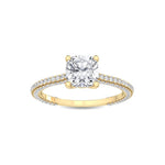 18K Solid Gold 1.21Ct Cushion Cut Natural Diamond Engagement Ring - Close Up | Riyanika Jewels