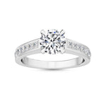 14K 1.5ct Lab Grown Diamond Round Cut Side Stone Engagement Ring