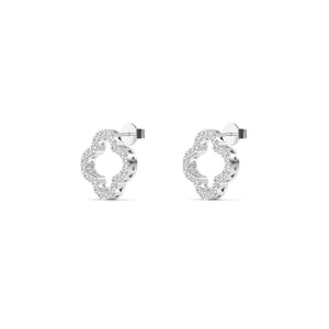 18K Solid Gold 0.63 Ct Natural Diamond Clover Stud Earrings