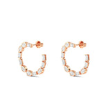 18K Solid Gold 2.25Ct Oval & Baguette Lab Grown Diamond Hoop Earrings - Side View | Riyanika Jewels