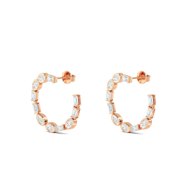 14K 2.25ct Lab Grown Diamond Oval Cut Hoop Earrings
