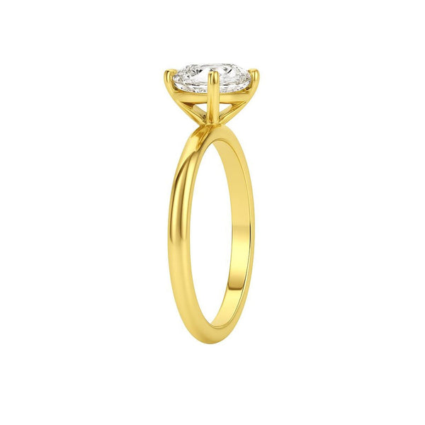 18K Solid Gold 1CT Natural Diamond Round Engagement Ring - Side View | Riyanika Jewels