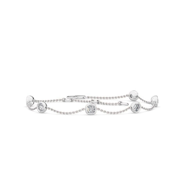 1.00 Ct Natural Diamond Bezel Set Station Bracelet in 18K Solid Gold
