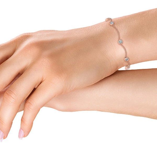 1.00 Ct Lab Grown Diamond Bezel Set Station Bracelet in 18K Solid Gold - Side View | Riyanika Jewels
