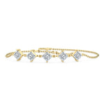 18K Solid Gold 0.65 Ct Natural Diamond Princess Cut Bracelet