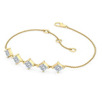 18K Solid Gold 0.65 Ct Natural Diamond Princess Cut Bracelet - Alternate Angle | Riyanika Jewels
