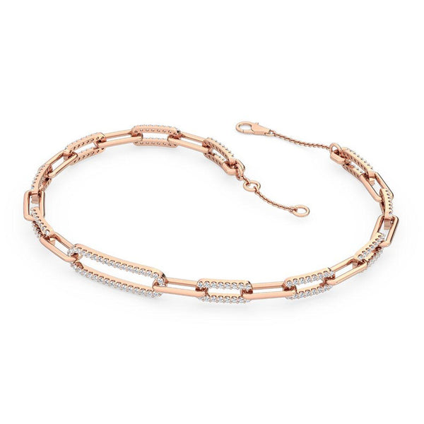 18K Solid Gold 0.98Ct Natural Diamond Paperclip Bracelet - Side View | Riyanika Jewels