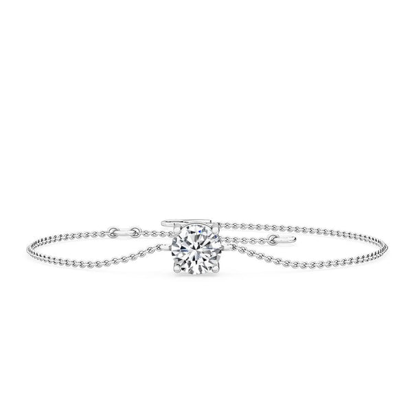 18K Solid Gold 0.90 ct Round Cut Lab Grown Diamond Solitaire Bracelet - Side View | Riyanika Jewels