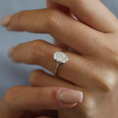 18K Solid Gold 2.50 CT Natural Diamond Oval Cut Solitaire Engagement Ring