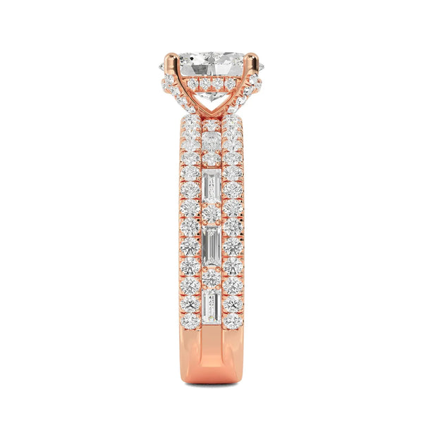 18K Solid Gold 2.14 Ct Oval Split Shank Lab Grown Diamond Engagement Ring - Side View | Riyanika Jewels
