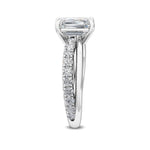14K 2ct Natural Diamond Emerald Cut Solitaire Engagement Ring