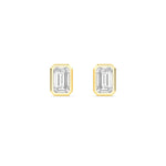 14K 1.08ct Emerald Bezel Stud Earrings
