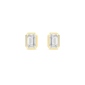 14K 1.08ct Emerald Bezel Stud Earrings