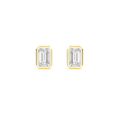 14K 1.08ct Emerald Bezel Stud Earrings