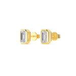 1.08 Ct Lab Grown Diamond Stud Earrings Emerald Bezel Set in 18K Solid Gold - Alternate Angle | Riyanika Jewels