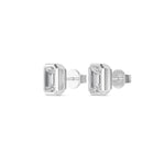 1.08 Ct Natural Diamond Stud Earrings Emerald Bezel Set in 18K Solid Gold - Detail | Riyanika Jewels