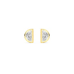 18K Solid Gold 0.34 Ct Lab Grown Diamond Half Moon Stud Earrings - View 6 | Riyanika Jewels