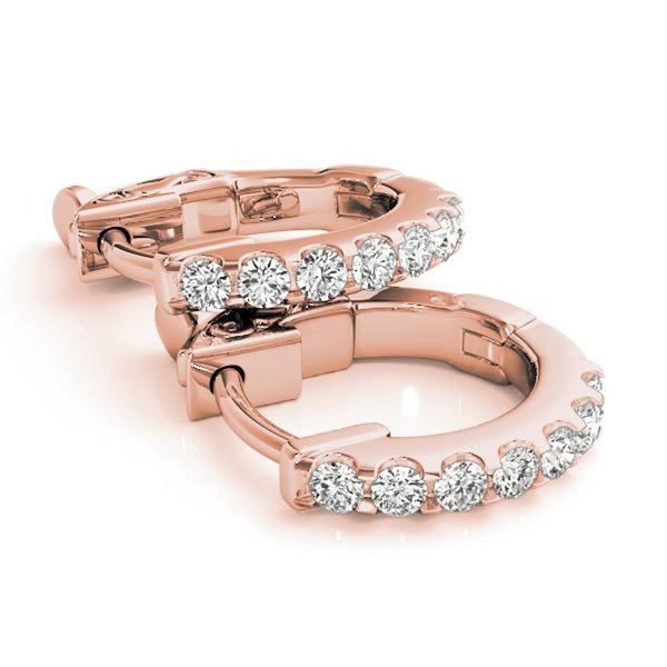 14K Solid Gold Lab Grown Diamond Huggie Earrings – Shared Prong Setting