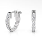 18K Solid Gold Lab Grown Diamond Huggie Earrings – Shared Prong Setting - View 7 | Riyanika Jewels
