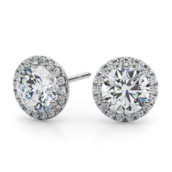 14K Lab Grown Diamond Round Cut Halo Stud Earrings