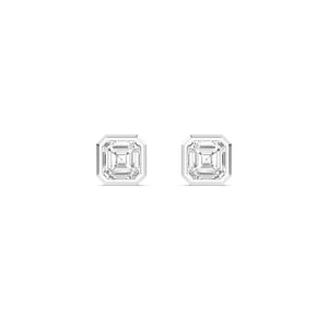 14K 1.01ct Natural Diamond Asscher Cut Bezel Stud Earrings