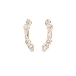 18K Solid Gold 1.41 Ct Natural Multi Shape Natural Diamond Ear Climbers - Side View | Riyanika Jewels
